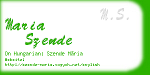maria szende business card